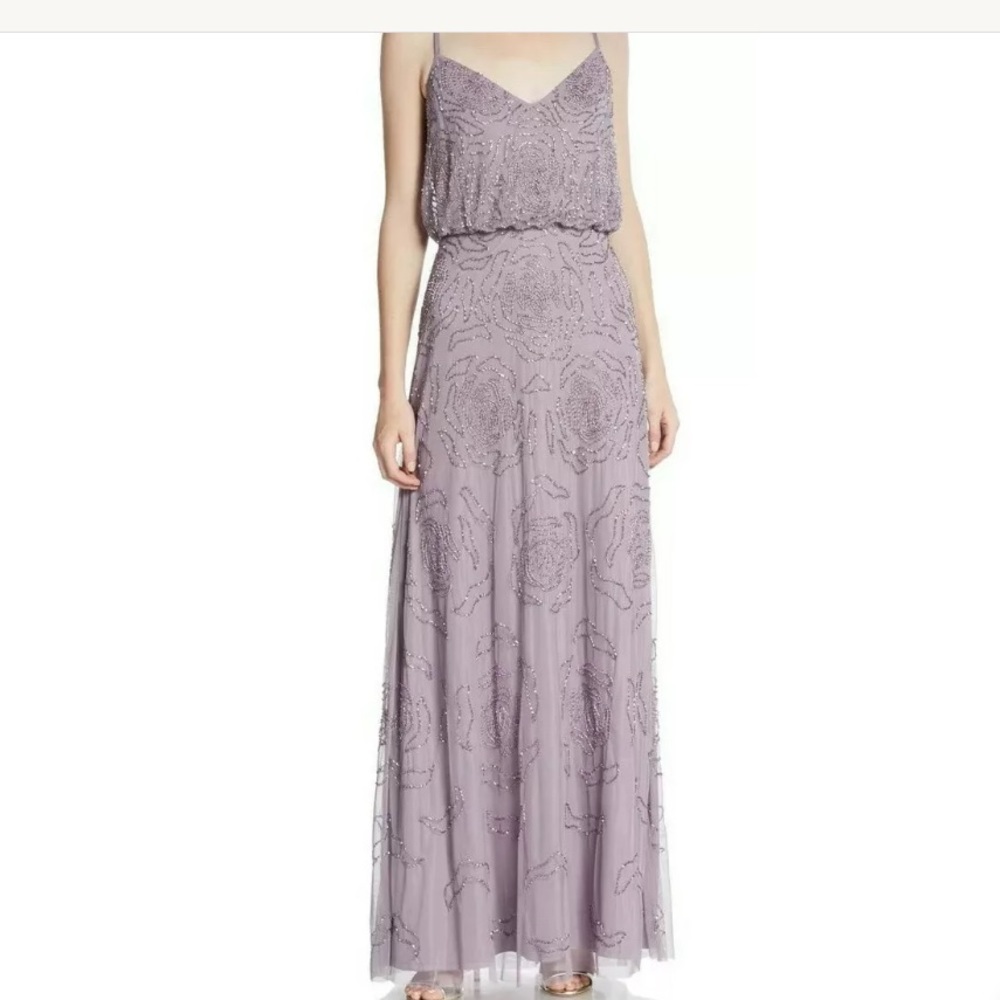 Adrianna Papell Beaded Blouson Gown Dress Wedding - Picture 2 of 7
